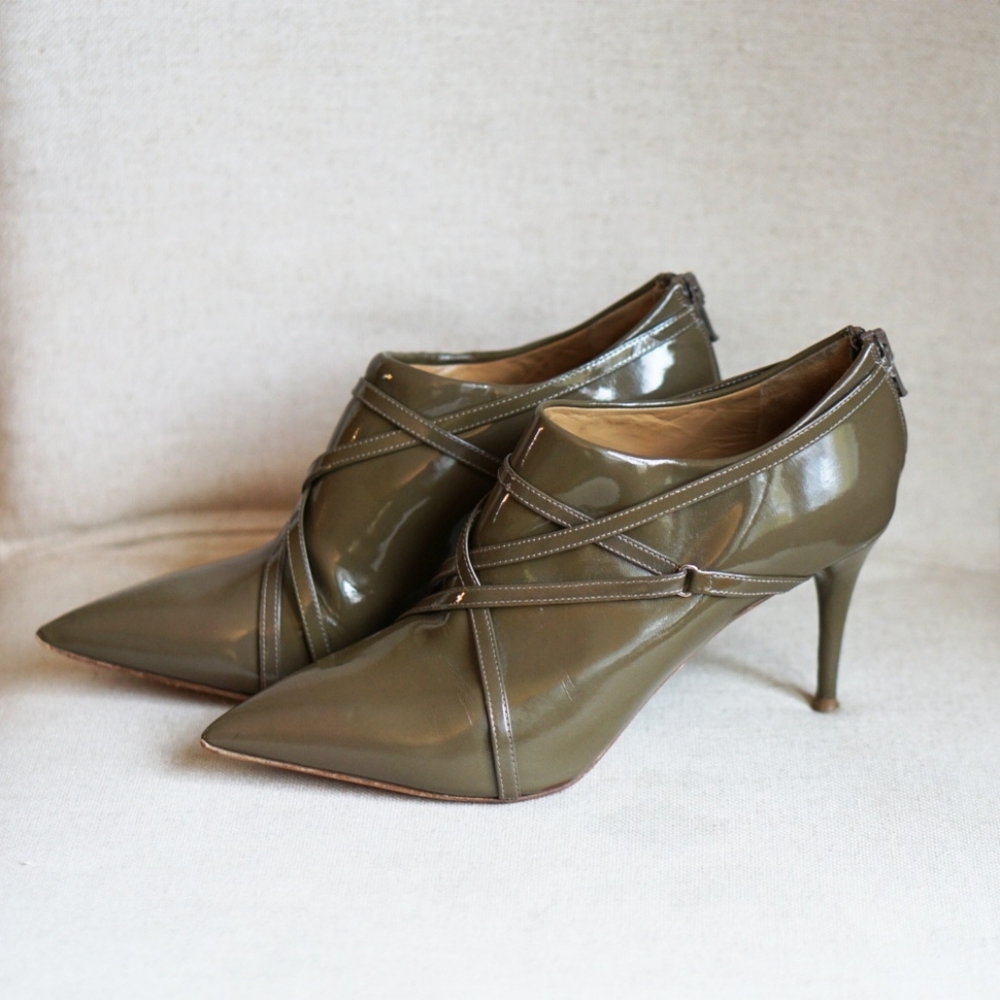 Chloé Olive Green Gloss Leather High Heel …